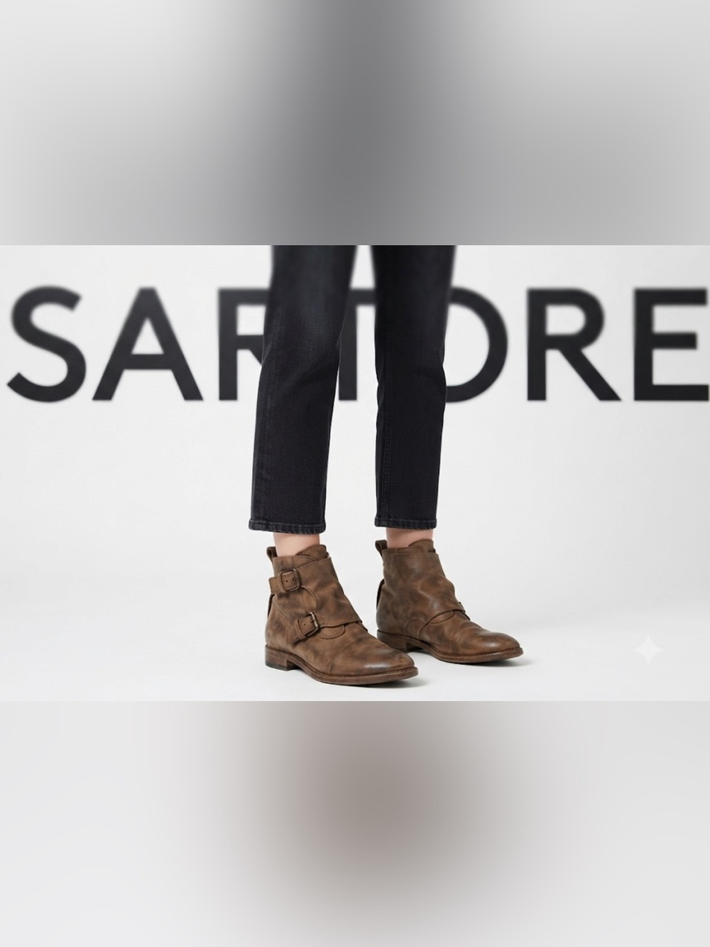 Authentic Sartore designer distressed suede leather buckle ankle boots booties 6